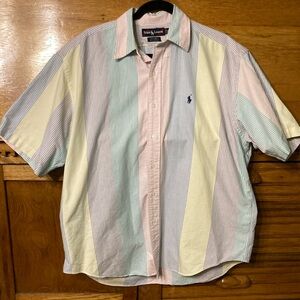 Ralph Lauren Pastel Multi-Stripe Short-Sleeve Button-Down Shirt